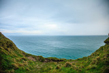 Fototapeta Morze -  Alantic ocean and field of green grass, Ireland Europe