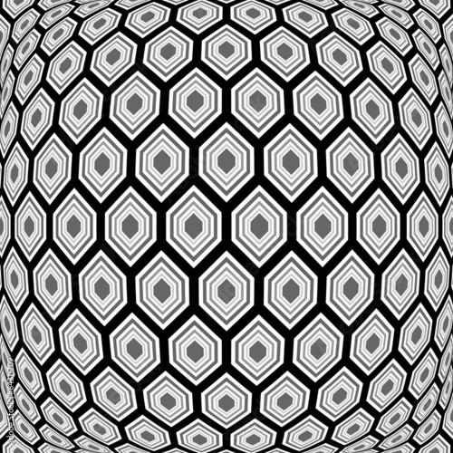 Board z aluminiowym obramowaniem Projekt monochromatyczny wypaczony wzór sześciokąta