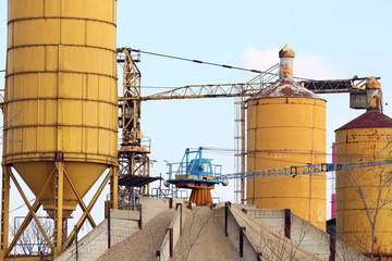 concrete factory with crane industry zone