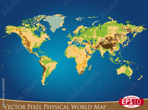 Vector Pixel Physical World Map Buy This Stock Vector And Explore Similar Vectors At Adobe Stock Adobe Stock