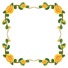 Wall Mural - A floral border with yellow flowers