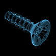 Wood screw x-ray blue transparent isolated on black