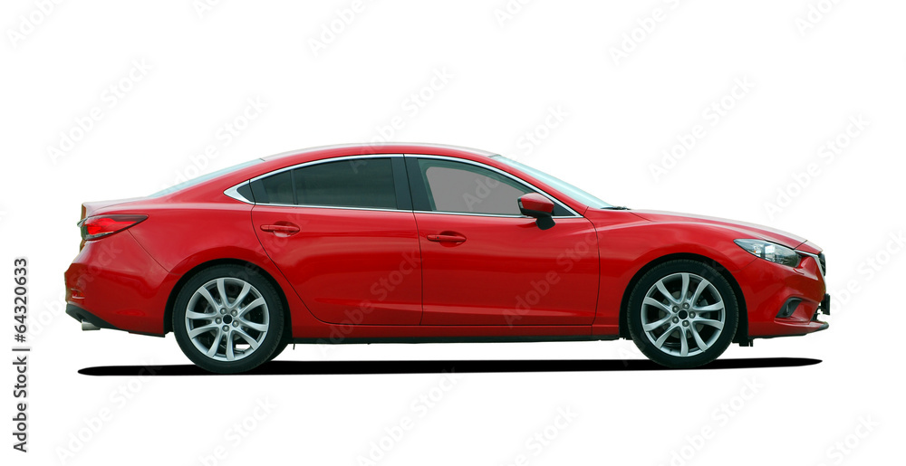 red sedan side view