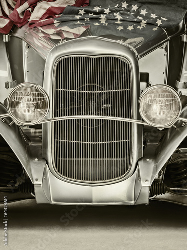 Naklejka - mata magnetyczna na lodówkę Retro styled image of a usa classic car