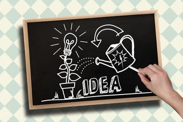 Poster - Composite image of hand drawing idea concept with chalk