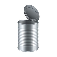 Opened Tincan Ribbed Metal Tin Can, Canned Food
