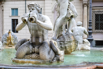 Detail of the Moor Fountain, Piazza Navona, Rome, Italy