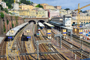 railway junction station of Genoa-principe, Italy