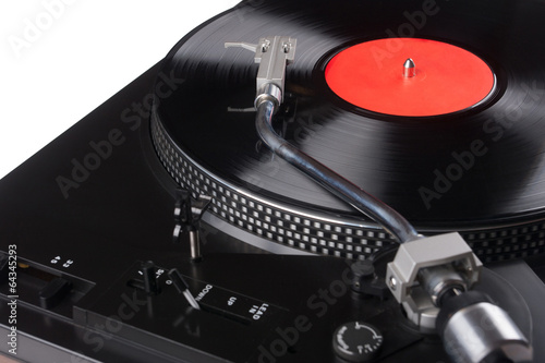 Obraz na płótnie canvas trzyczęściowy "tryptyk" Vintage gramofon z płytą winylową