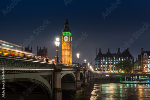 Obraz na płótnie canvas czteroczęściowy "tetraptyk" Big Ben i Westminster Bridge