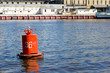 Red river buoy floating