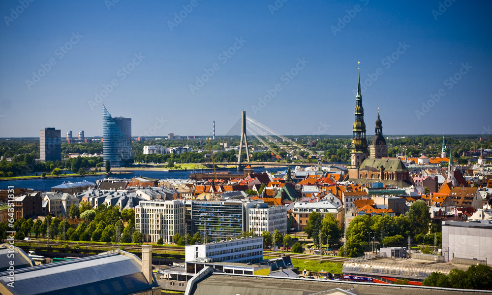 Obraz na płótnie Areal view on the city of Riga, Latvia w salonie