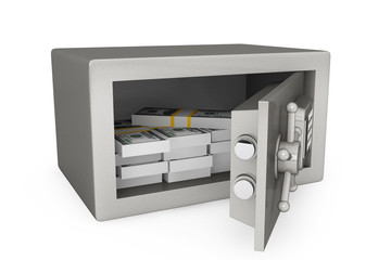 Poster - Security metal safe with money