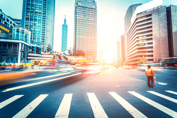 Fototapete - avenue in modern city