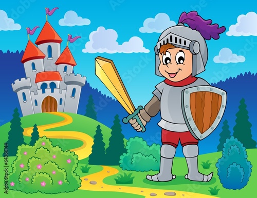 Obraz na płótnie canvas czteroczęściowy "tetraptyk" Grafika rycerska 1