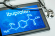 Tablet mit der chemischen Strukturformel von Ibuprofen