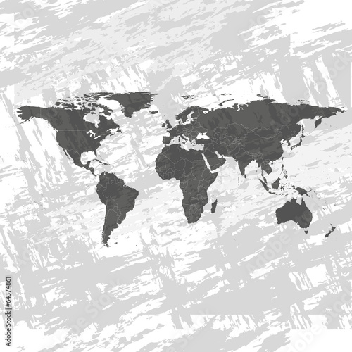 Naklejka - mata magnetyczna na lodówkę Black World Map Vector