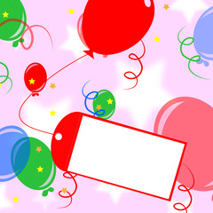 Card Tied To Balloon Means Birthday Party Invitation Or Celebrat