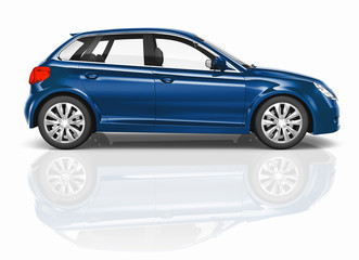 Wall Mural - Blue 3D Hatchback Car Illustration