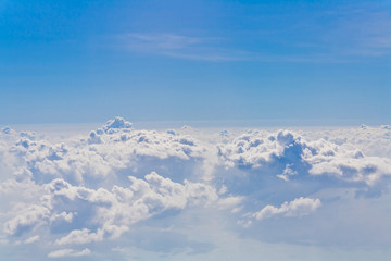 Clouds and sky blue, Viewed from an airplane window