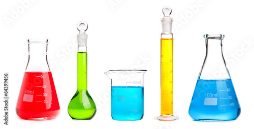 Fotomural chemistry flask with red liquid