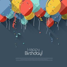 Colorful Birthday Background In Flat Design Style