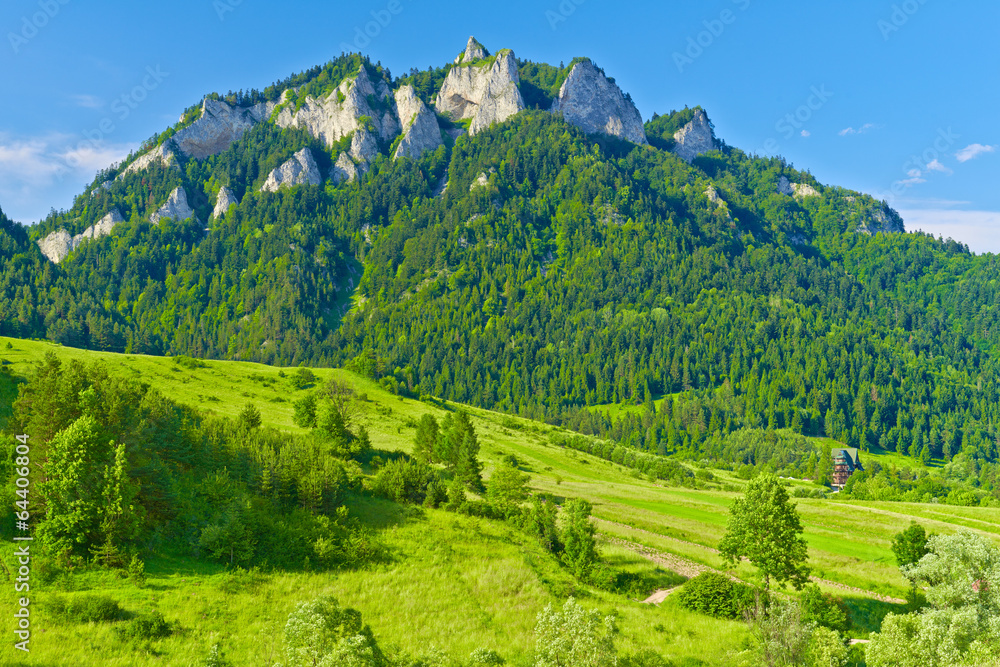 The Three Crowns massif in The Pieniny Mountains range. - obrazy, fototapety, plakaty 