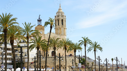 Fotoboard na płycie Sant bartomeu church i santa key w sitges