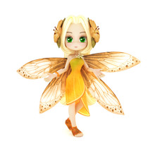 Cute Toon Fairy Posing On A White Background