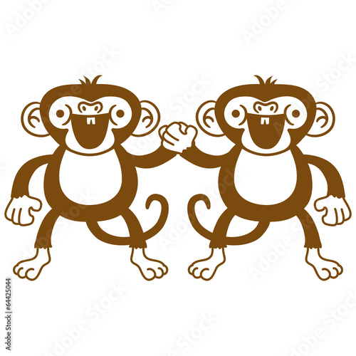 2 Susse Affen Freunde Paar Team Buy This Stock Illustration