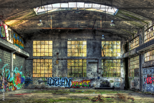 Naklejka na szybę Interior of a derelict industrial building