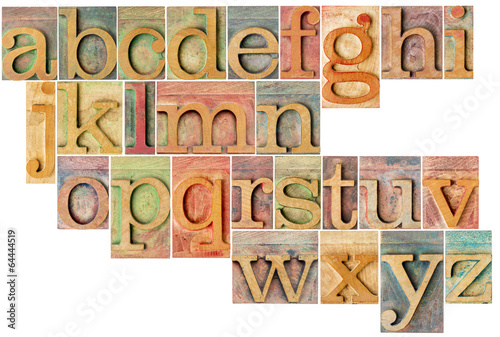 Board z aluminiowym obramowaniem Alfabet w typie drewna typografii