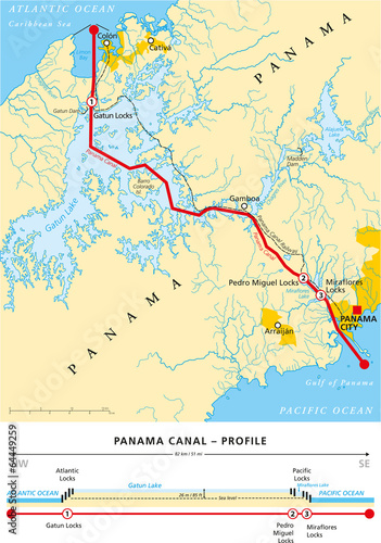 Obraz na płótnie canvas dwuczęściowy "dyptyk" Mapa polityczna panama canal