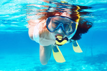 Woman With Mask Snorkeling