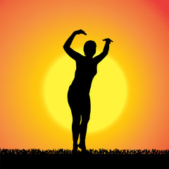 Vector silhouette of woman.