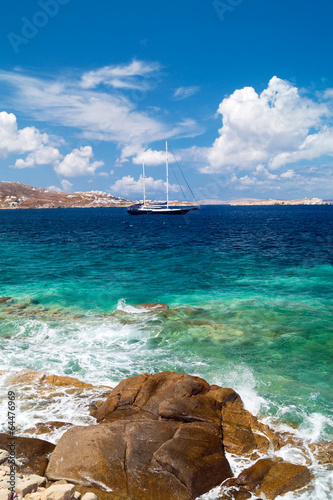 Fotoboard na płycie Panoramiczny widok na wyspie mykonos, Grecja