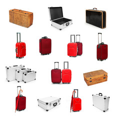 Great collection of a different type of a suitcases.