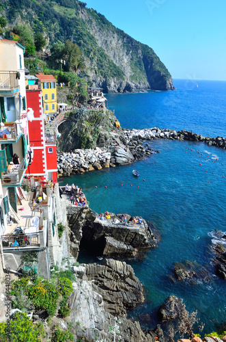 Fotoboard na płycie Rzut oka na Riomaggiore, Cinque Terre, Włochy