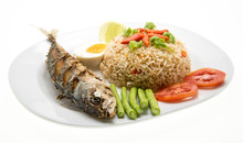 Fried Mackerel And Rice-thai Cuisine-namprik Pla Tu