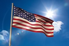 United States Of America National Flag On Flagpole