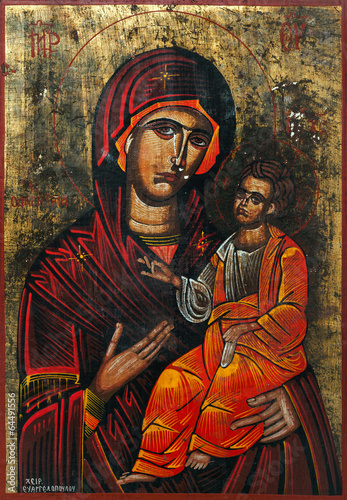 Obraz na płótnie canvas czteroczęściowy "tetraptyk" Dziewica Maryja trzymając dziecko Jezus wschodnich ikony prawosławny