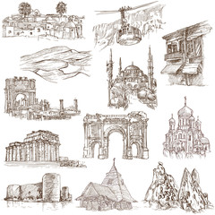 Poster - Famous places and Buildings (set no. 10, white set)