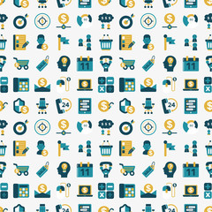 Wall Mural - seamless retro flat business pattern background