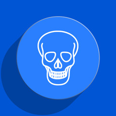 skull blue web flat icon