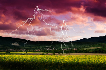 Wall Mural - storm with lightning