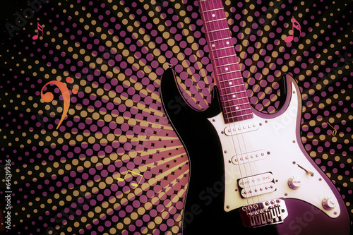 Board z aluminiowym obramowaniem Obraz zbliżenie gitara elektryczna