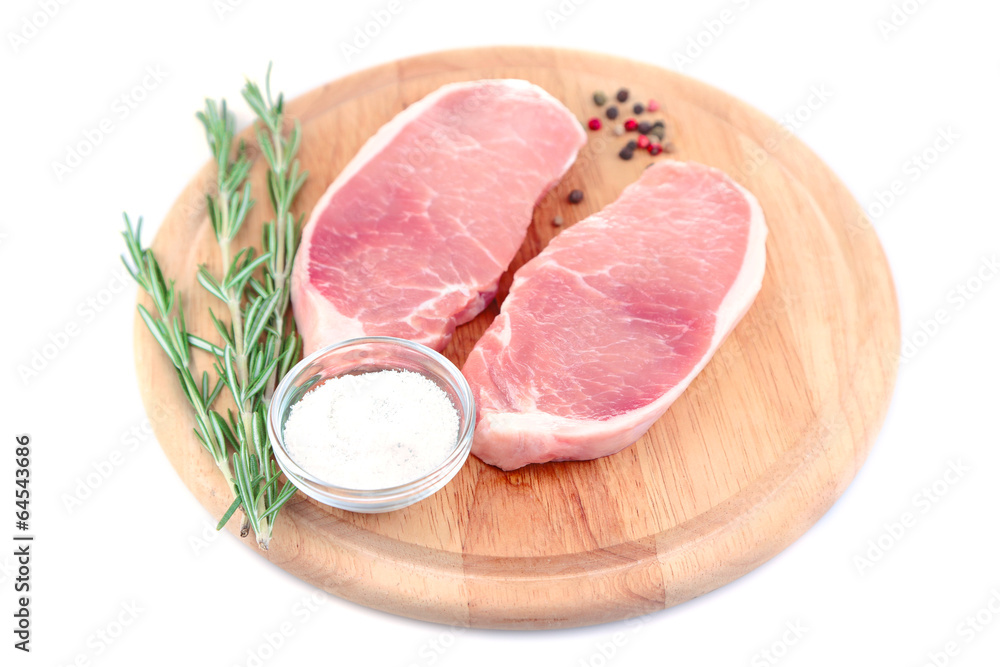 Raw meat steak with herbs and spices