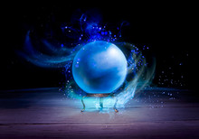 Fortune Teller's Crystal Ball With Dramatic Lighting