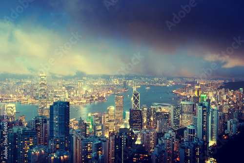 Board z aluminiowym obramowaniem Hongkong wyspa od szczytu Wiktorii