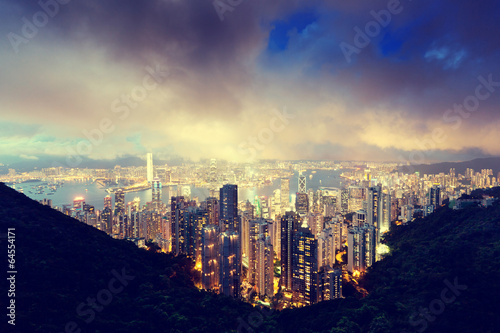 Board z aluminiowym obramowaniem Hongkong wyspa od szczytu Wiktorii